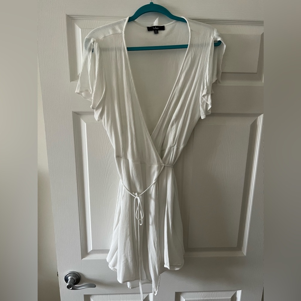 White graduation wrap dress